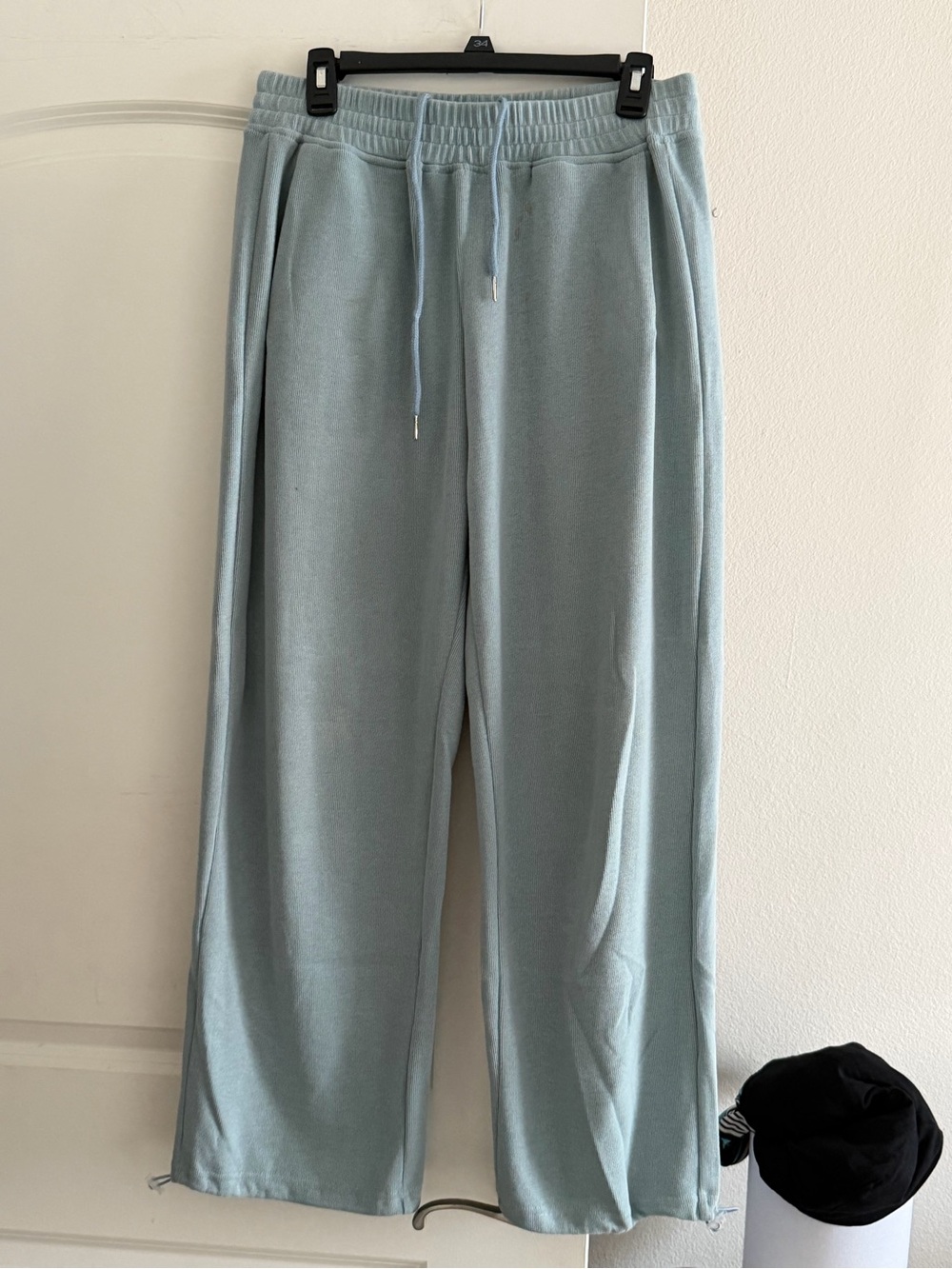 Light Blue Wide Leg Drawstring Sweatpants